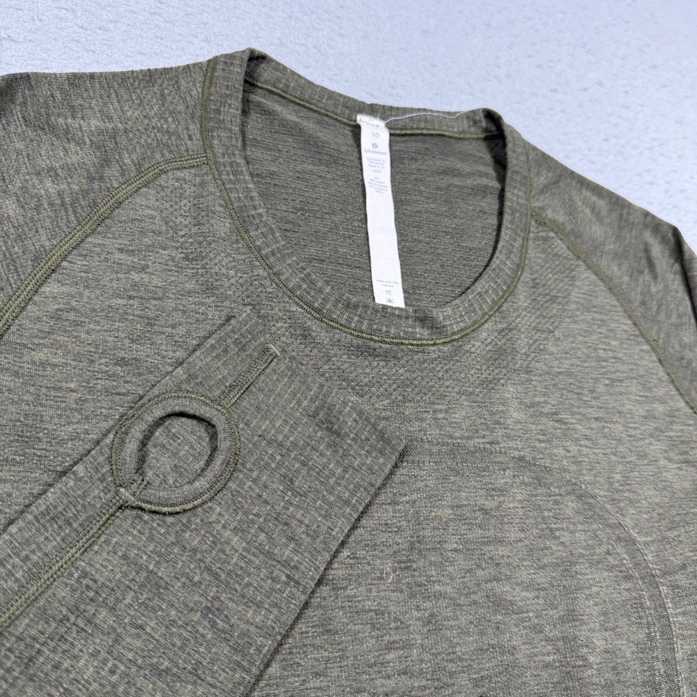 Lululemon Swiftly Tech Long Sleeve 2.0 Shirt Heathered Olive Green Size 10